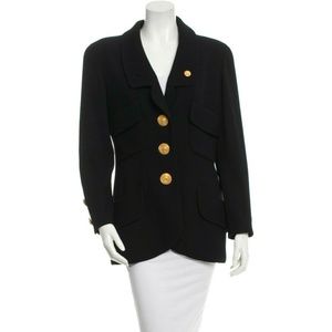Chanel Women's Boutique Long Wool Coat Blazer Sz L